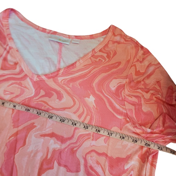 Belle By Kim Gravel Pink Swirl Pattern Short Sleeve V Neck Maxi Dress Small - Picture 4 of 16